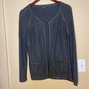 Cashmere Gray Sweater with Gold Accents